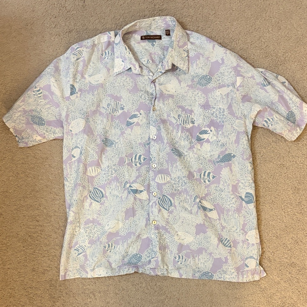 Tori Richard Men’s Large Cotton Lawn Button Down Shirt Made in Hawaii Tropical
